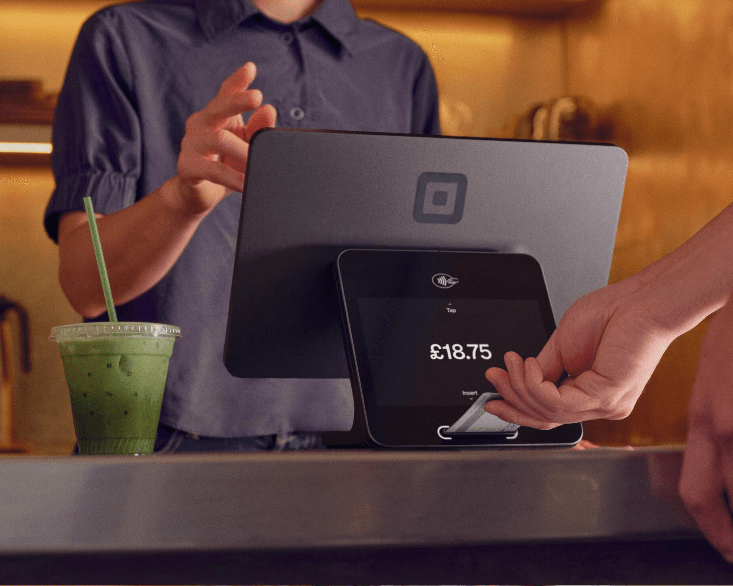 Square point of sale being used at a café